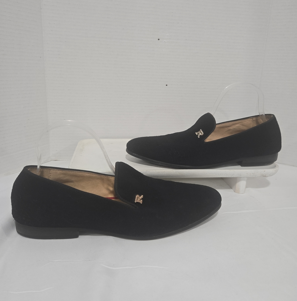 Roberto Botticelli Black Suede Designer Logo Dress Loafers Size 43 Made In Italy